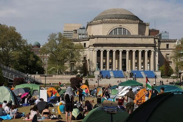 Protests continue on Columbia University campus in support of Palestinians.