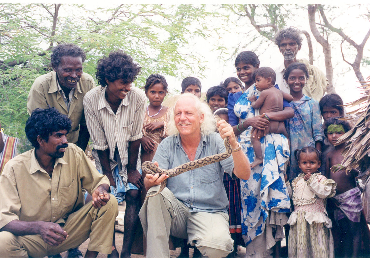 He is seen with his friends from Irula tribe. 