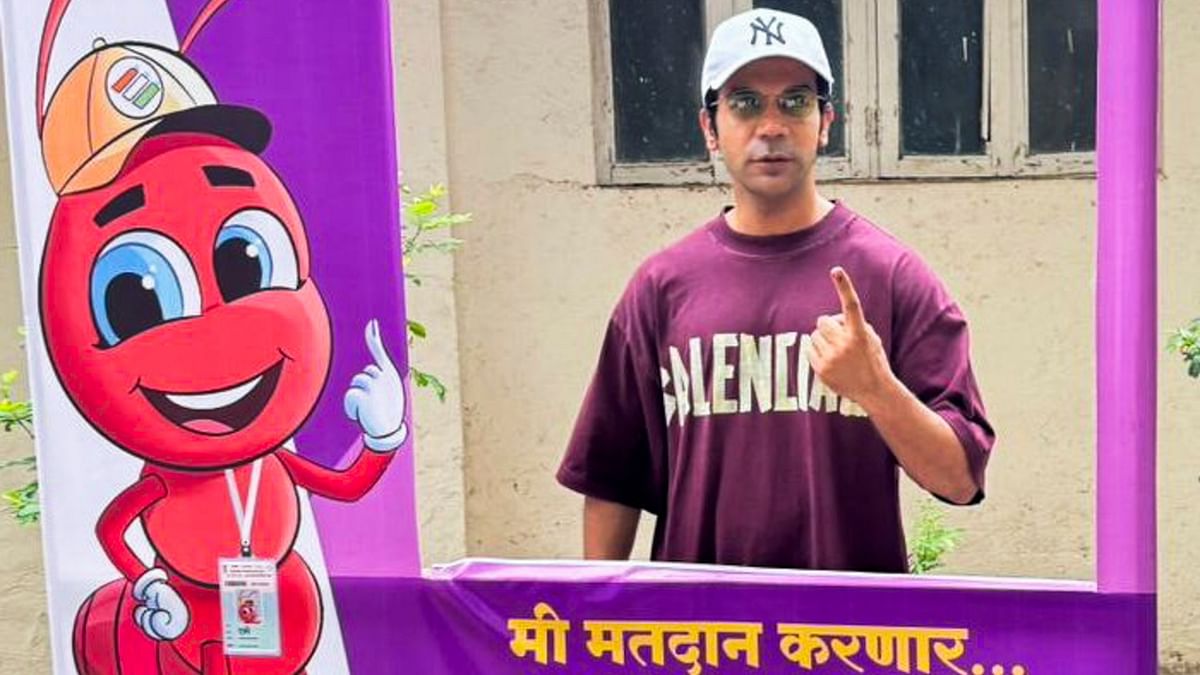 Bollywood actor Rajkummar Rao shows his inked finger after casting his vote during the fifth phase of Lok Sabha elections, in Mumbai.