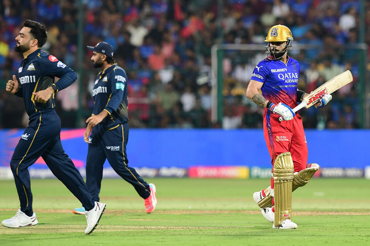 Virat Kohli at the IPL match of RCBvs Gujarat at the M Chinnaswamy stadium. 