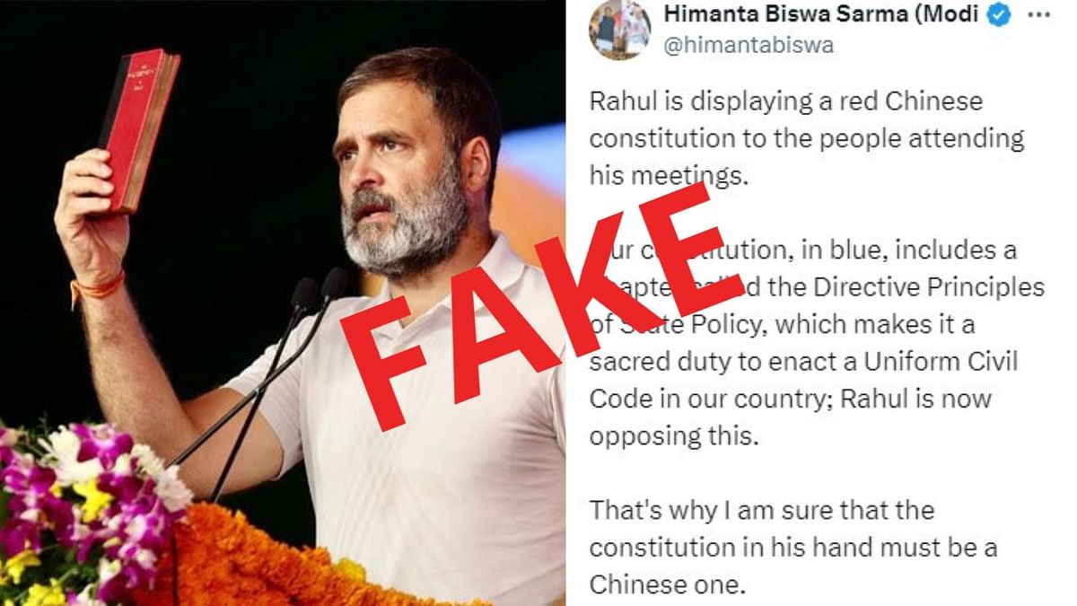 Fact-Check | Assam CM makes false claim of Rahul Gandhi carrying Chinese Constitution