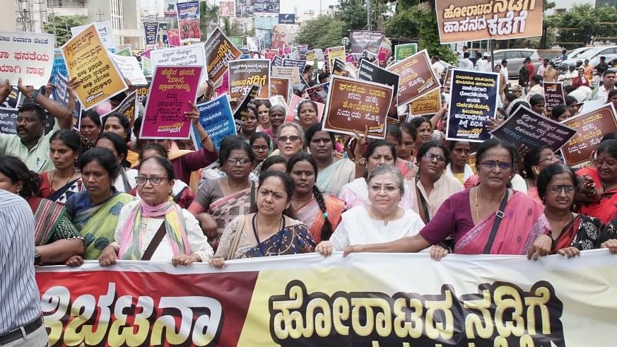 Activists stage 'Hassan Chalo' protest against sexual abuse accused Prajwal Revanna