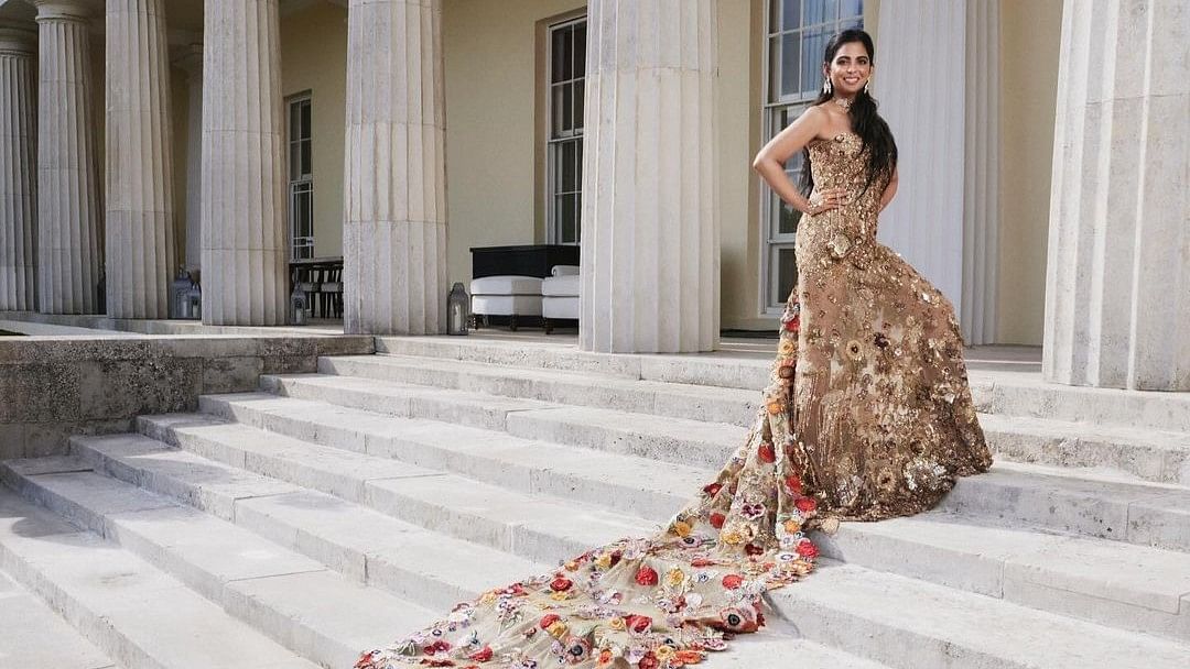 Isha Ambani was the cynosure of all eyes at the 2024 Met Gala. She opted for a couture saree gown by Rahul Mishra, featuring a stunning long floral train.