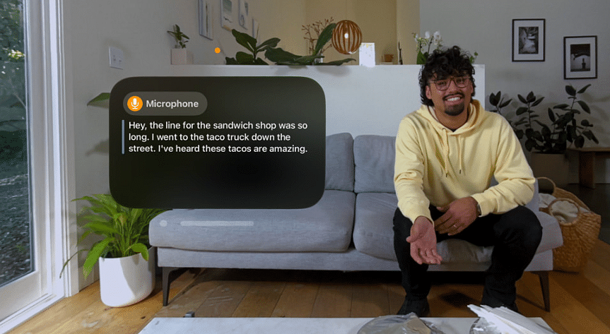 VisionOS will offer Live Captions, so users who are deaf or hard of hearing can follow along with spoken dialogue in live conversations and in audio from apps.