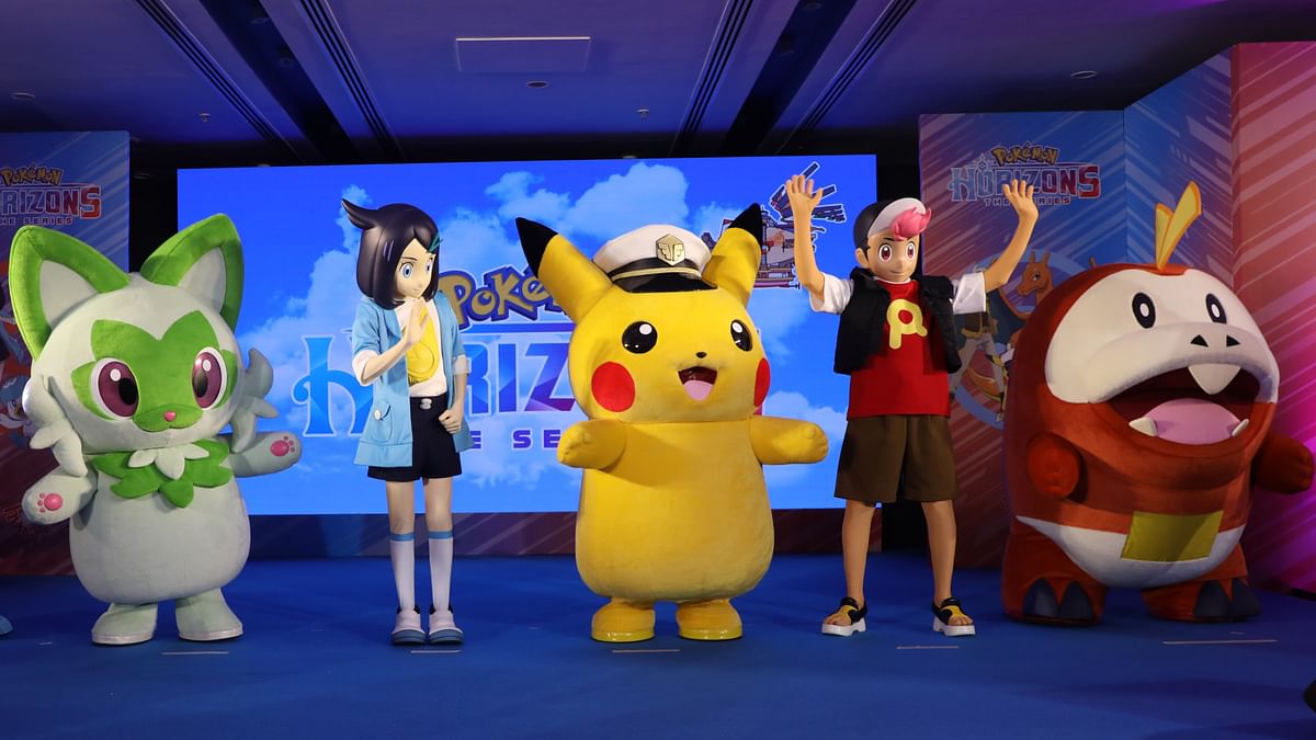 The new characters unveiled at the Pokemon Horizons: The Series event in Mumbai.
