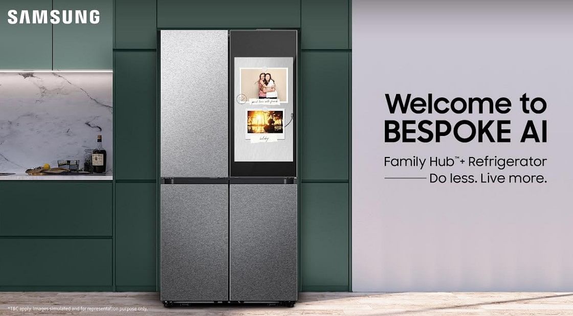 Réfrigérateur familial sur mesure Samsung 809L à 4 portes flexibles à portes françaises.
