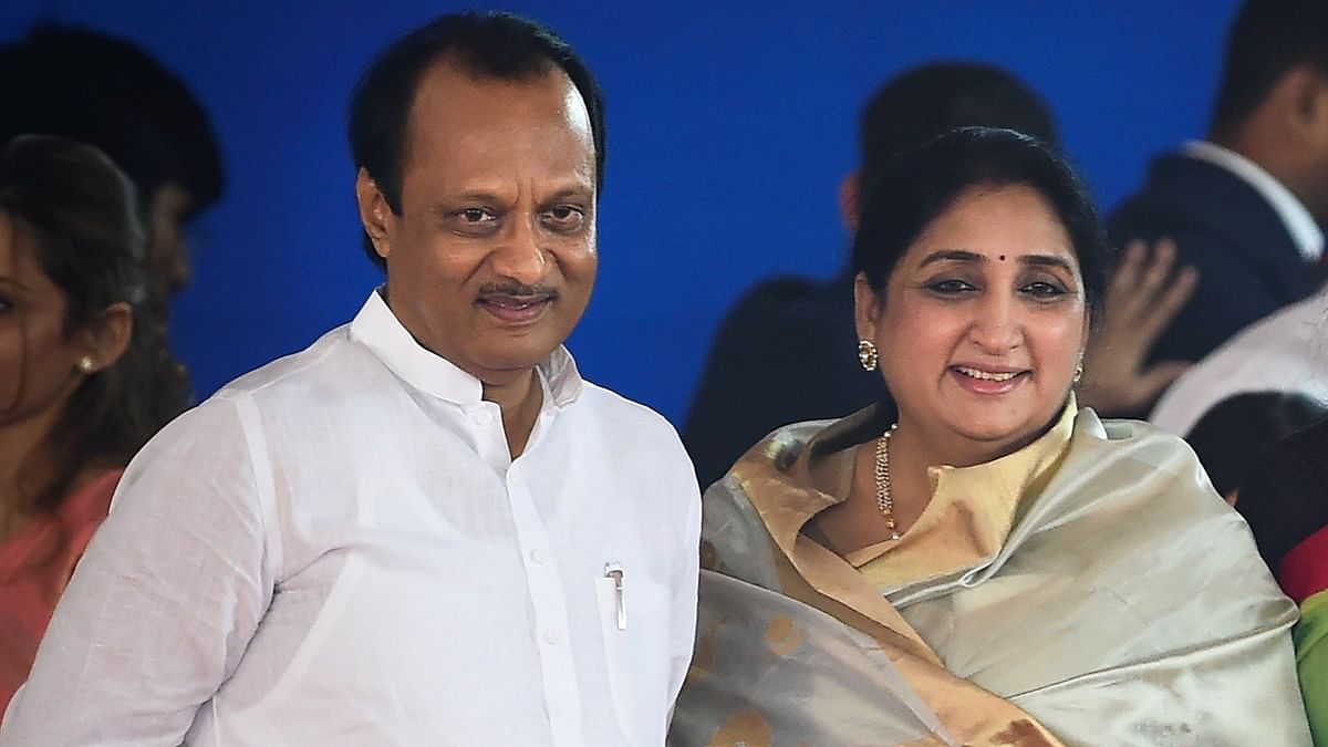 Ajit Pawar with wife Sunetra Pawar.