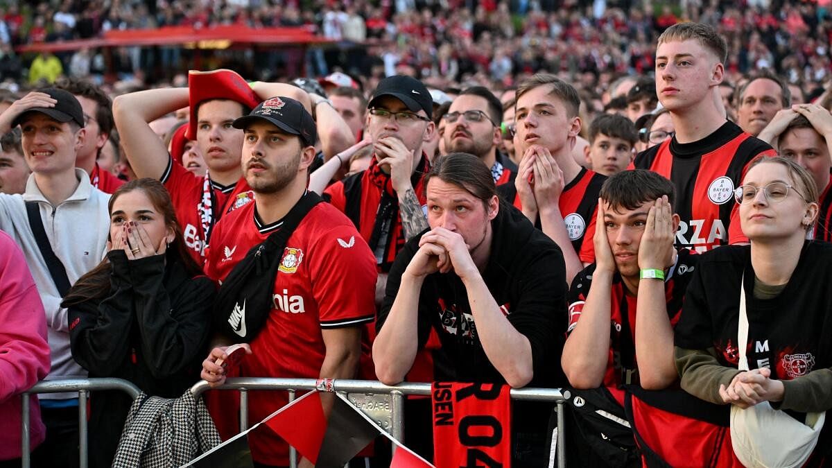 Leverkusen fans watching their team against Atalanta in the final.