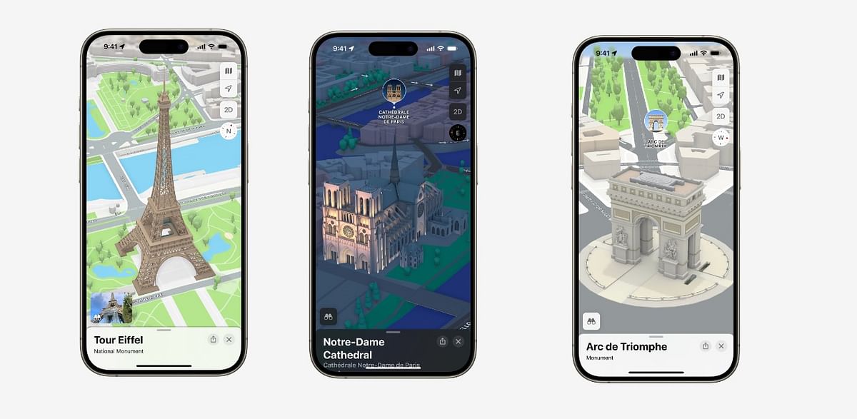 Apple Maps will offer 3D view of iconic landmarks of Paris.
