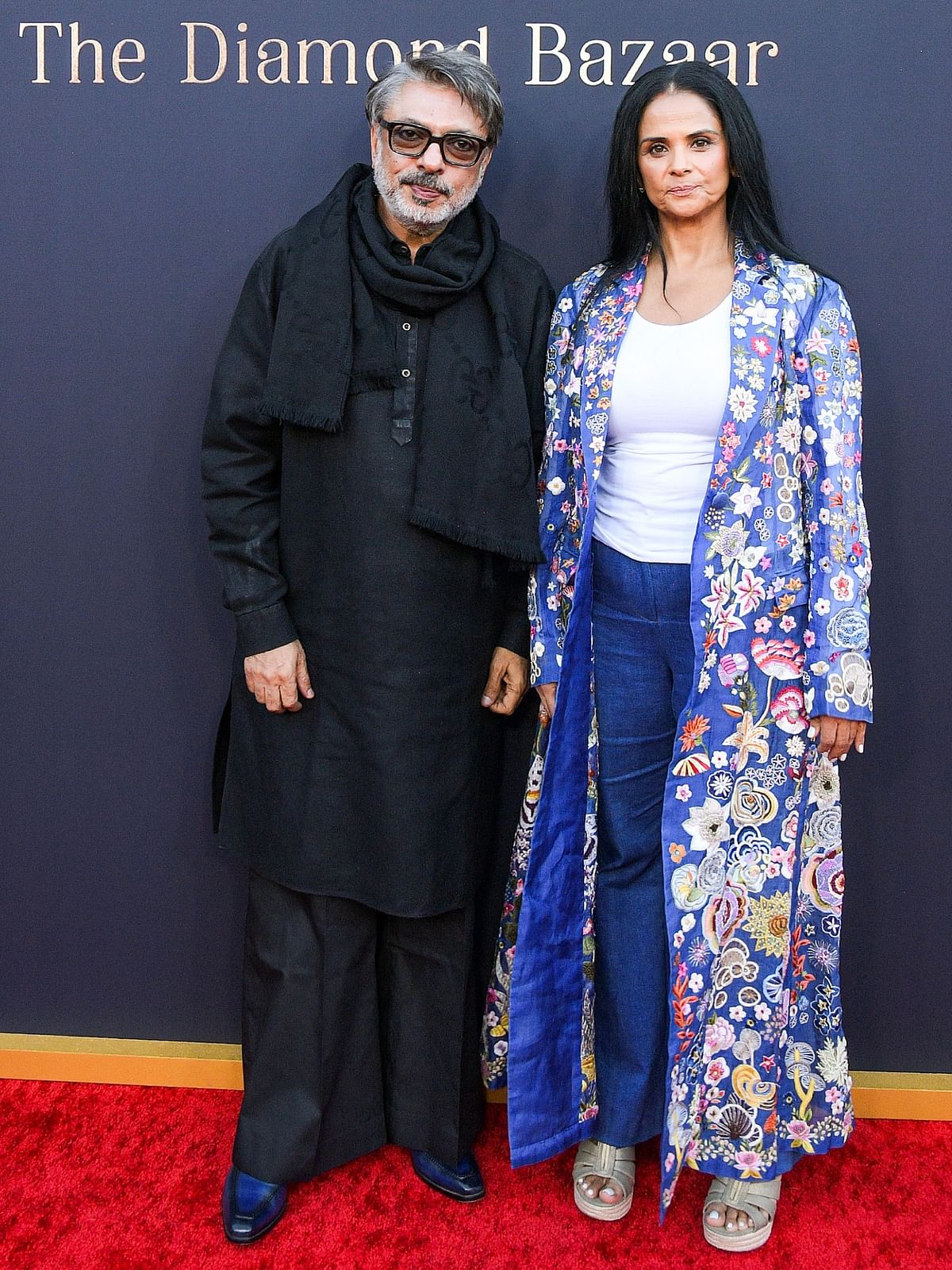 Sanjay Leela Bhansali poses with Netflix Chief Content Officer, Bela Bajaria on the red carpet during the special screening of Heeramandi: The Diamond Bazaar, in LA.