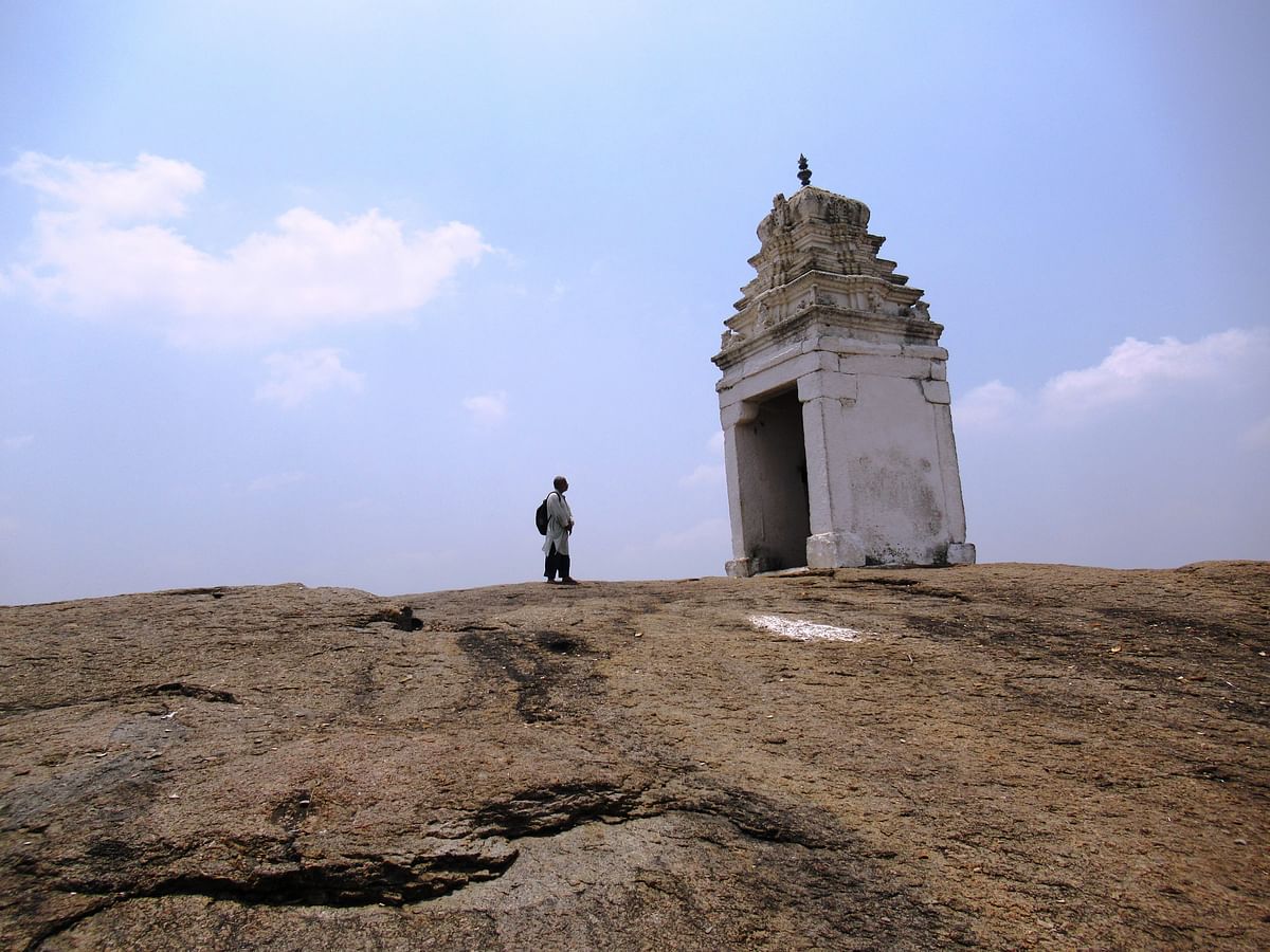 A small tower at the pinnacle of SRS hill in Ramanagara district.