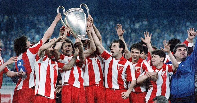 Red Star Belgrade lift the European Cup in 1991