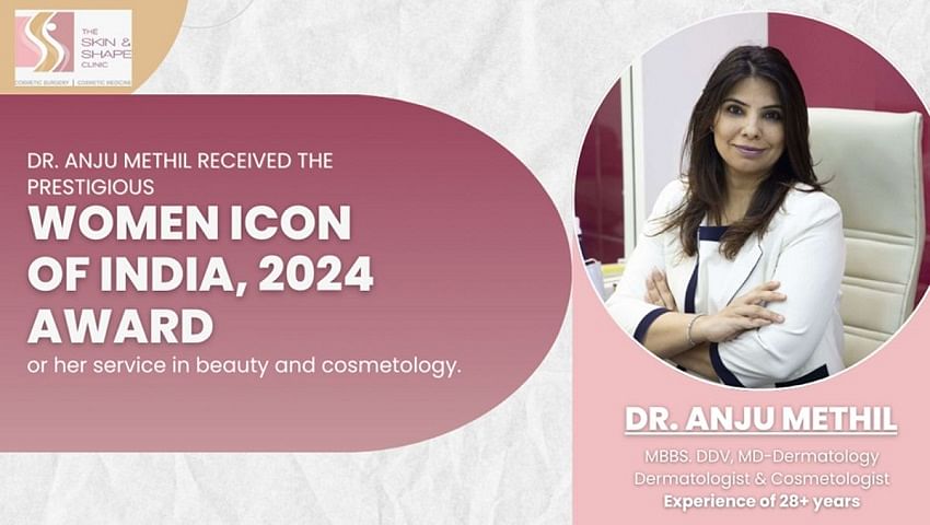 Dr. Anju Methil received the prestigious Women Icon of India, 2024' Award for her service in beauty and cosmetology