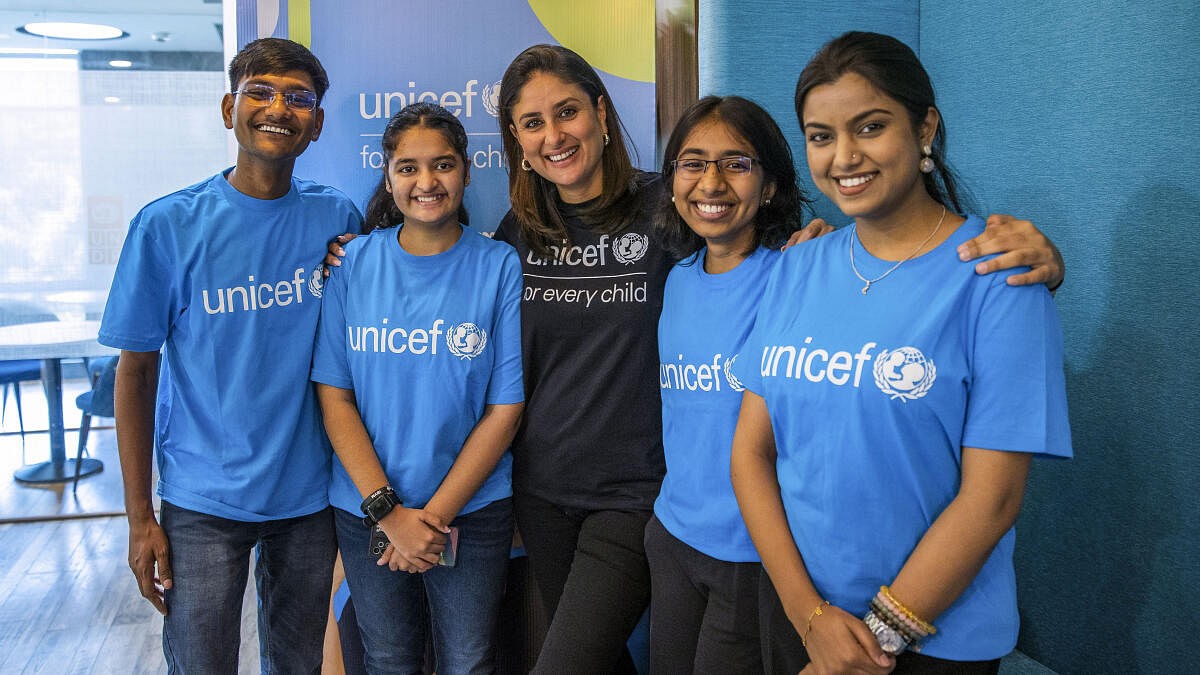 Bollywood star Kareena Kapoor poses for group photos, who has been designated as Unicef India's National Ambassador on Friday.