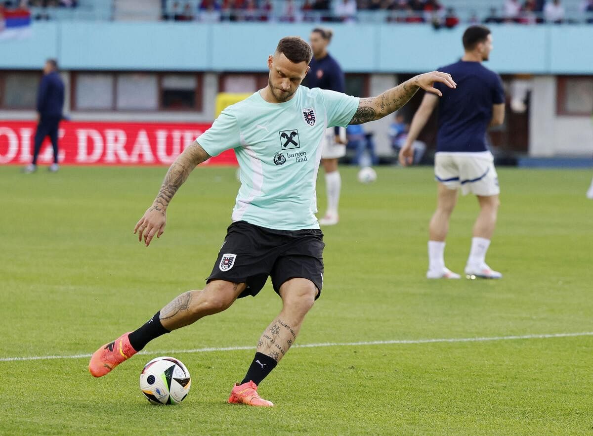 Austria's Marko Arnautovic during a warm up before a match.