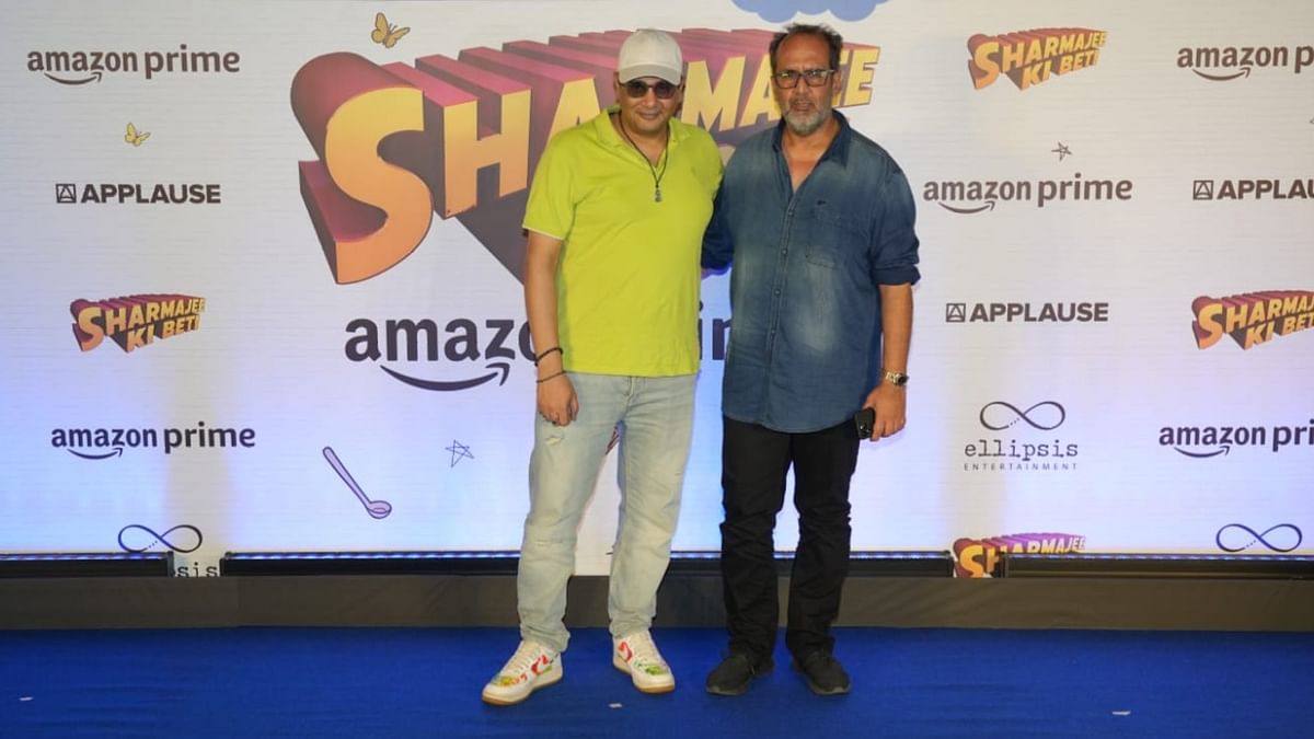 Casting director Mukesh Chhabra poses with filmmaker Aanand L. Rai during the screening of Sharmajee Ki Beti, in Mumbai.