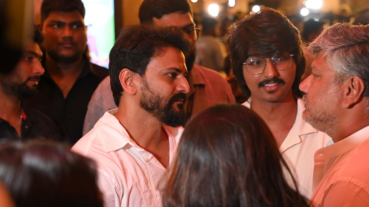 Daali Dhananjaya and Ramesh Indira at the premiere of Kotee in Bengaluru.