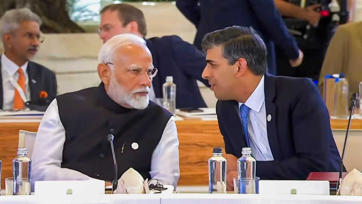 Prime Minister Narendra Modi with UK Prime Minister Rishi Sunak during the G7 Summit, in Apulia, Italy.