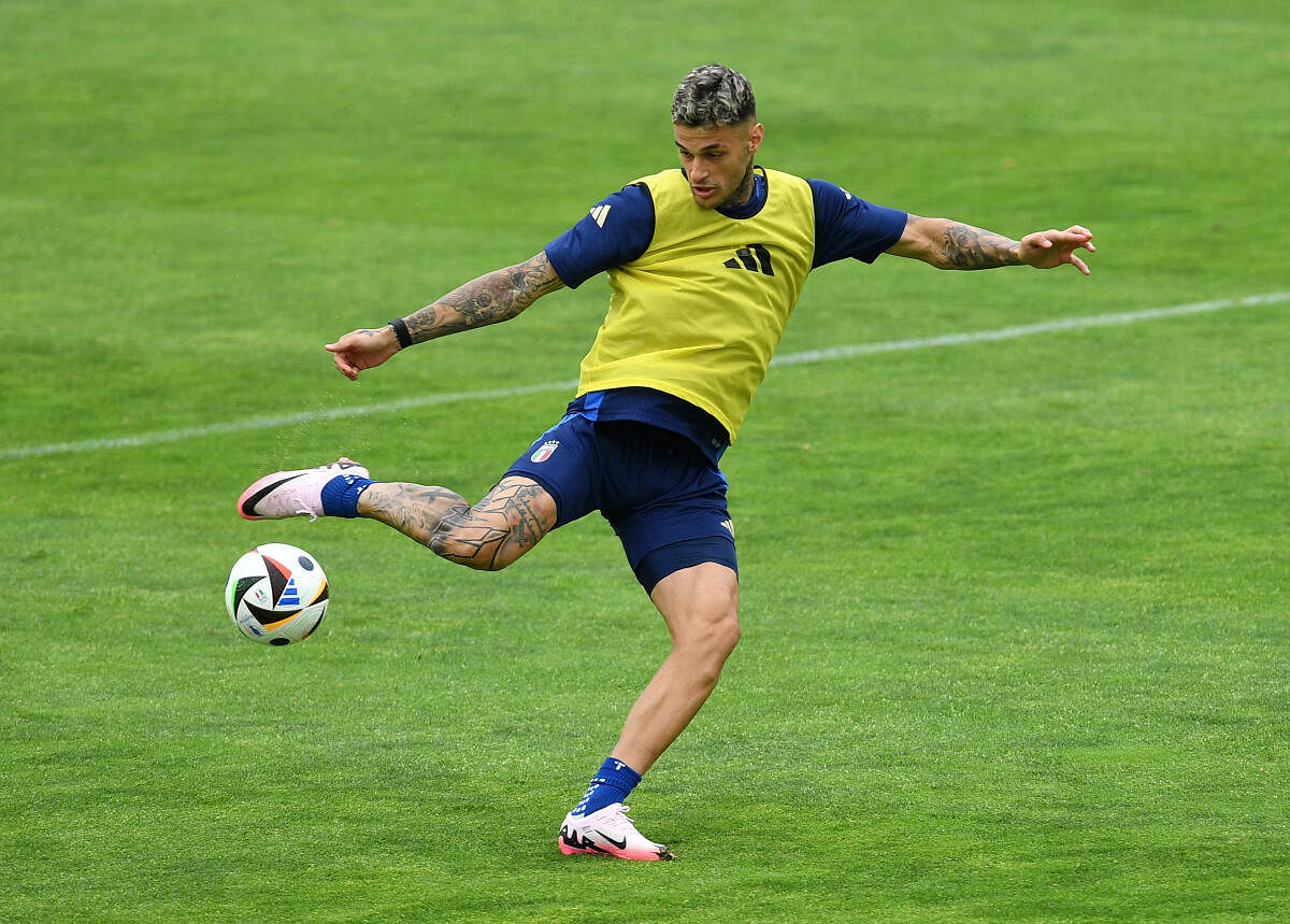 Italy's Gianluca Scamacca during training.