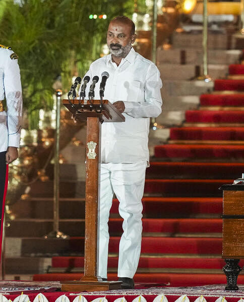 Bharatiya Janata Party (BJP) MP Bandi Sanjay Kumar was sworn in as minister at a swearing-in ceremony in the new federal government at Presidential Palace in New Delhi.