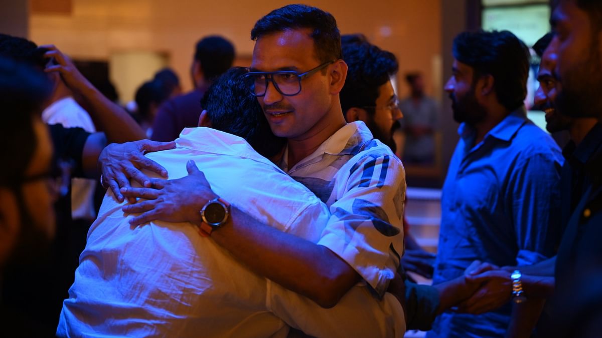 Parameshwar Gundkal gets a warm welcome at the premiere of Kotee in Bengaluru.