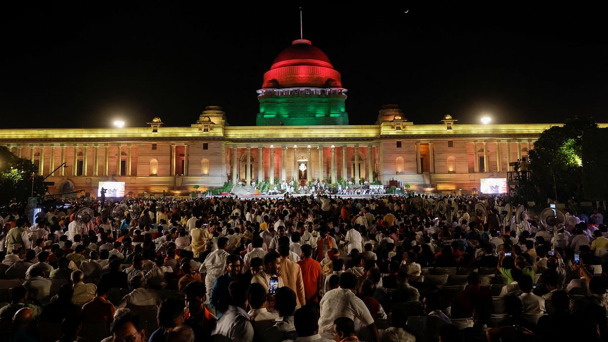 A glimpse at Prime Minister Narendra Modi's swearing-in ceremony at the presidential palace in New Delhi.