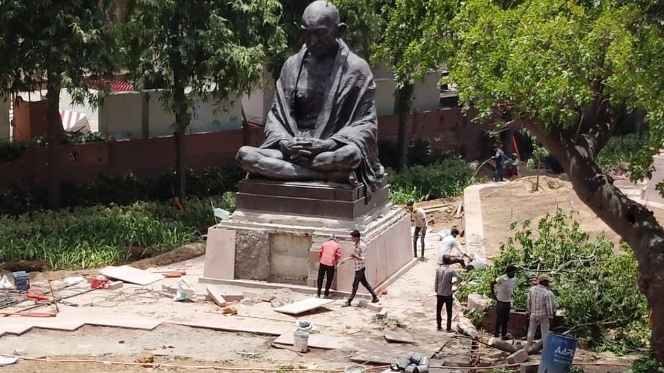 Gandhi, Ambedkar & Shivaji statues shifted within Parliament premises, Congress slams move