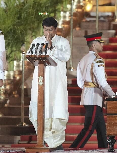 At the swearing-in ceremony of the new federal government at Presidential Residence in New Delhi, BJP MP Sukanta Majumdar was sworn in as a minister on the directives of President Draupadi Murmu.