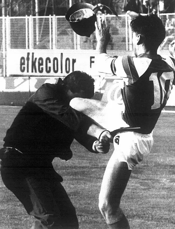 The iconic image of Boban kicking a police officer.