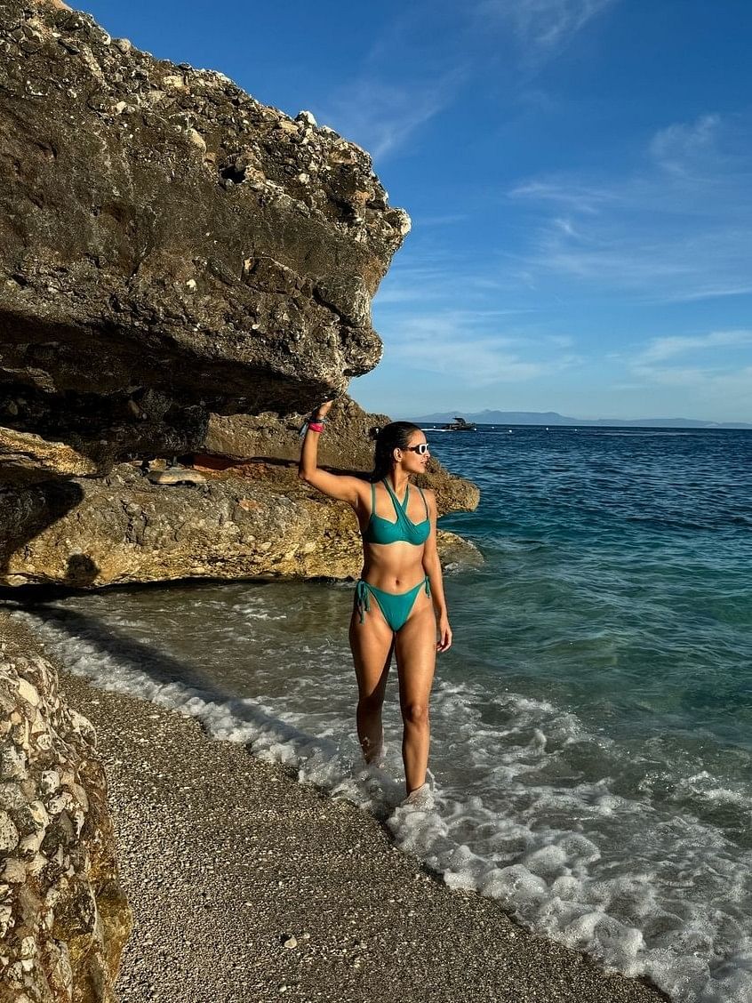 Her bikini pics from vacation are going viral on social media highlighting her fun-loving personality.