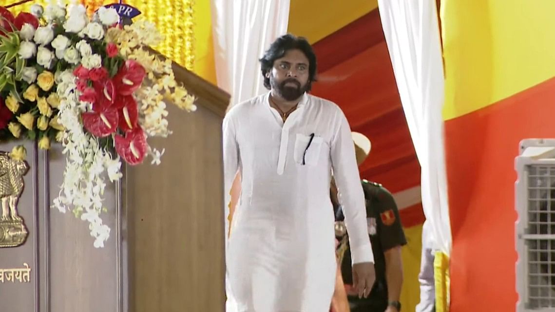 Actor and politician Pawan Kalyan, who is eyeing the deputy CM post, is also part of the ceremony.