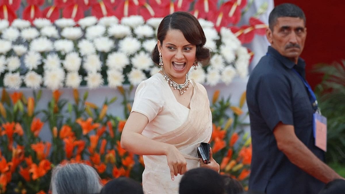 Bollywood actor and Mandi MP Kangana Ranaut during the swearing-in ceremony at the presidential palace in New Delhi.