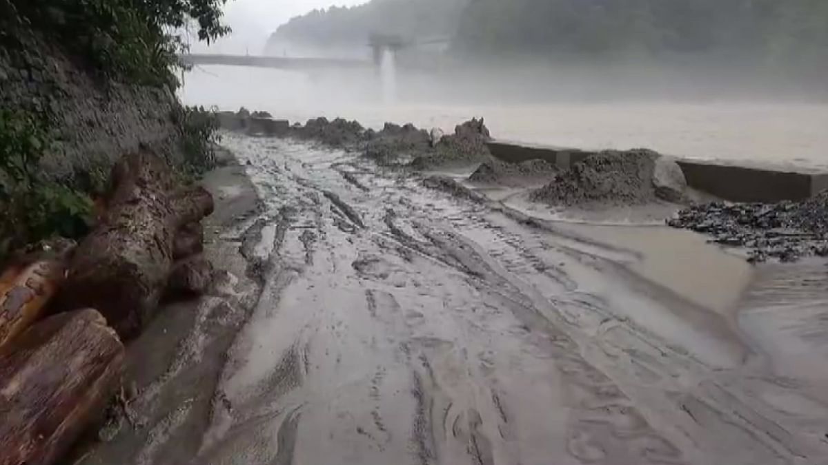 The surging water in the Teesta river has marooned the low-lying areas in Sikkim.