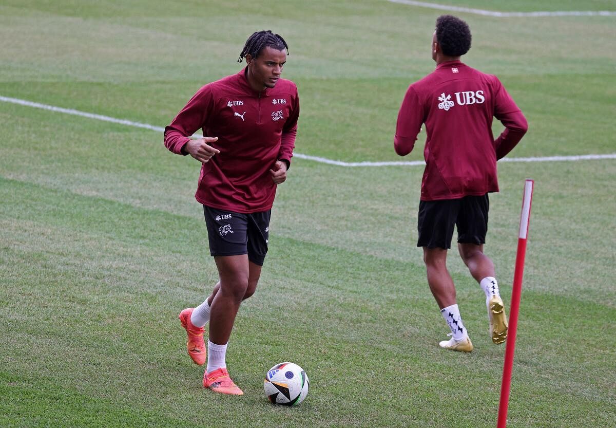 Switzerland's Manuel Akanji during training.