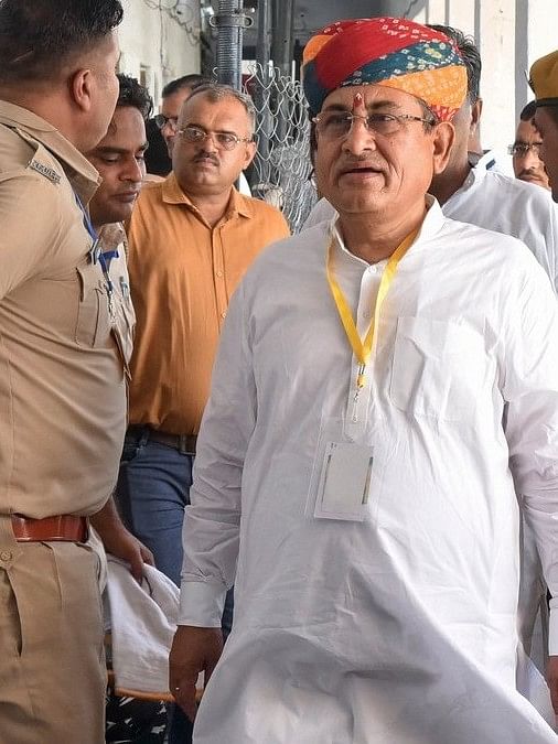 Congress candidate Govind Ram Meghwal on the day of counting of votes for Lok Sabha elections, at a counting centre in Bikaner.