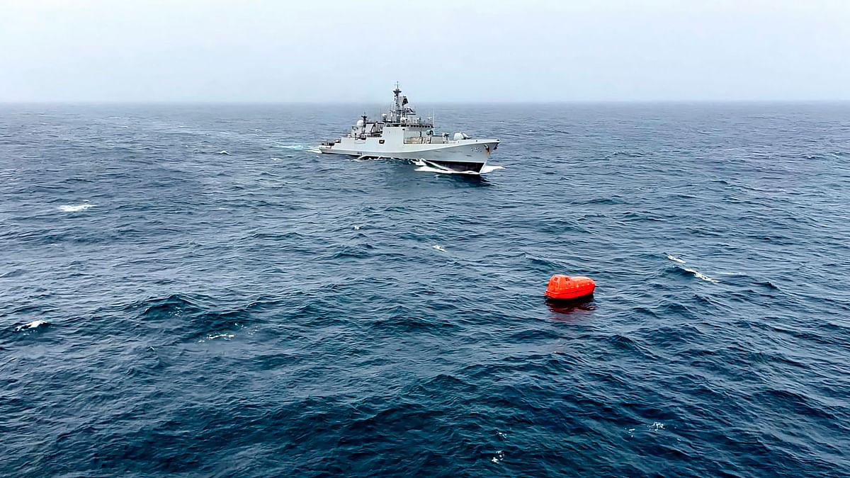 An Indian warship successfully rescued eight Indians and one Sri Lankan national during a rescue operation to locate the crew members of a Comoros-flagged oil tanker that had capsized off the coast of Oman.