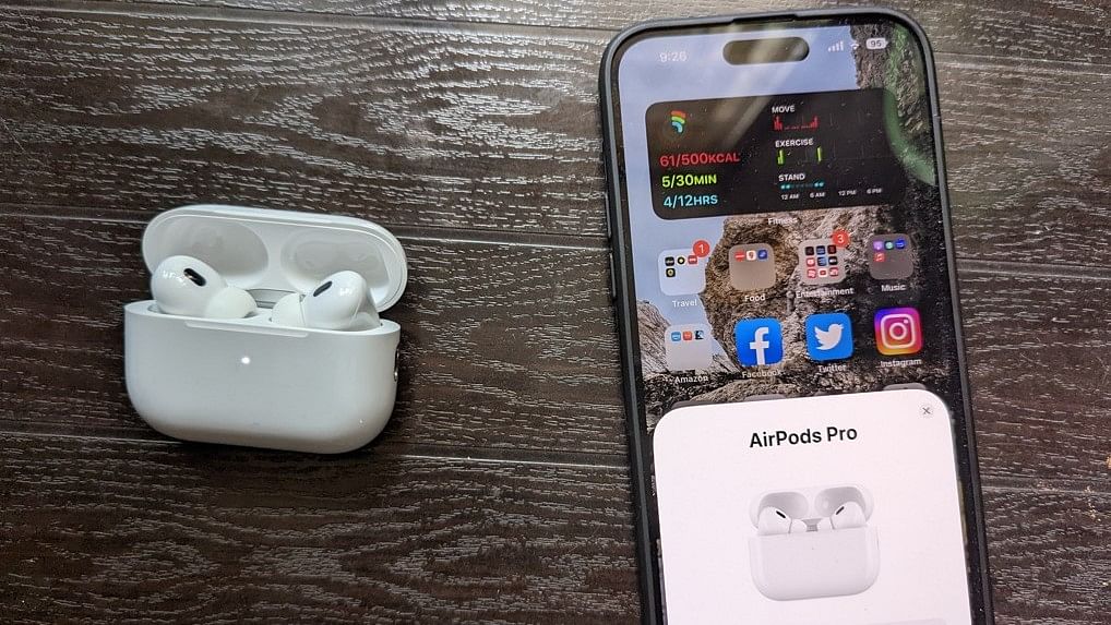 [Representational Image] In the Picture: Apple AirPods Pro (2nd Gen) with the iPhone 14 Pro Max.