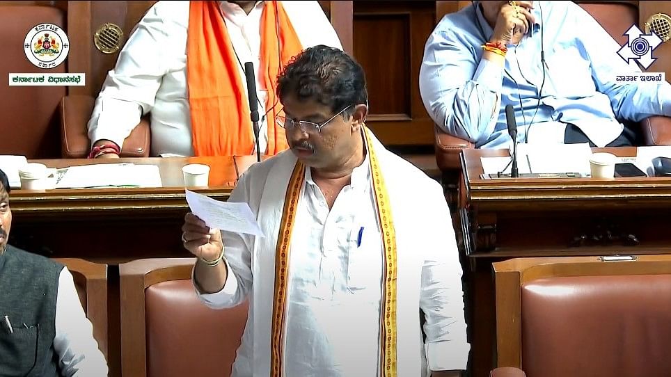 Leader of the opposition R Ashoka at Vidhana Soudha.