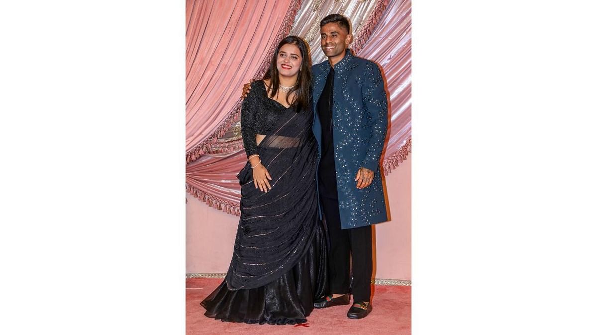 Cricketer Suryakumar Yadav came with his wife Devisha Shetty.