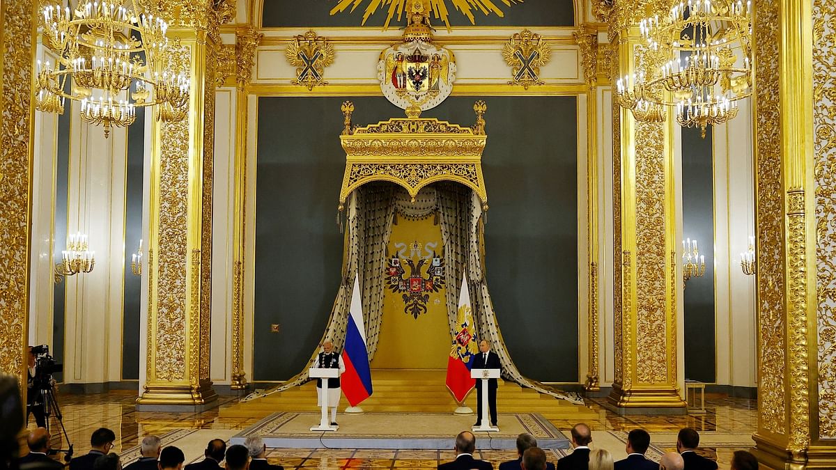 Prime Minister Narendra Modi was conferred with the 'Order of St Andrew the Apostle' award by Russian President Vladimir Putin for his contribution to fostering bilateral ties between the two countries.