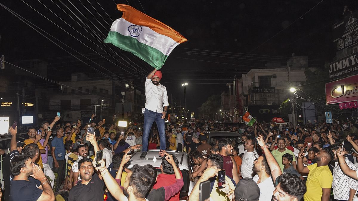 People celebrate India’s victory in the T20 World Cup final, in Jalandhar.