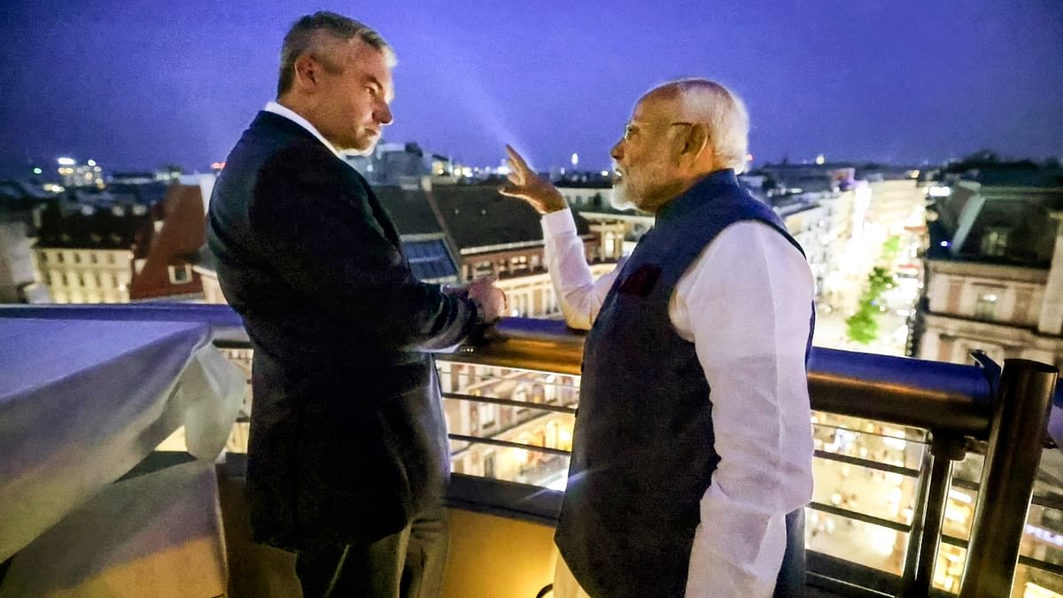 Prime Minister Narendra Modi caught in a deep conversation with Austrian Chancellor Karl Nehammer in Vienna.