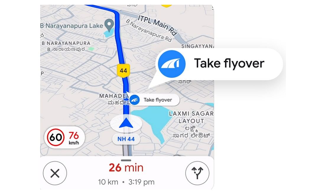 Flyover callouts feature on Google Maps.