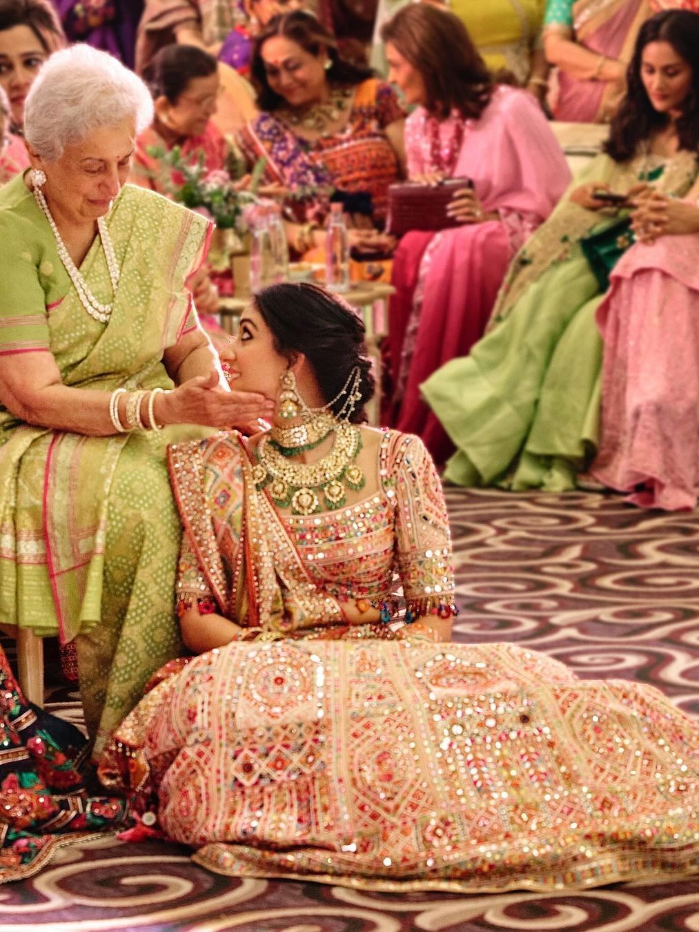 Radhika Merchant is seen with her grand mother during the pre-wedding festivities.