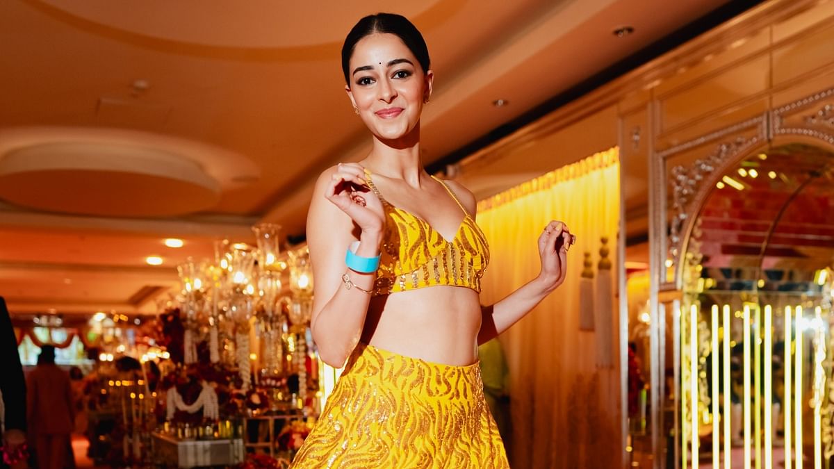 Ananya Panday sizzles in yellow lehenga at Anant Ambani and Radhika Merchant's wedding.