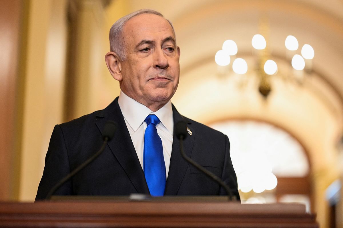 Israeli PM Netanyahu addresses a joint meeting of Congress in Washington.