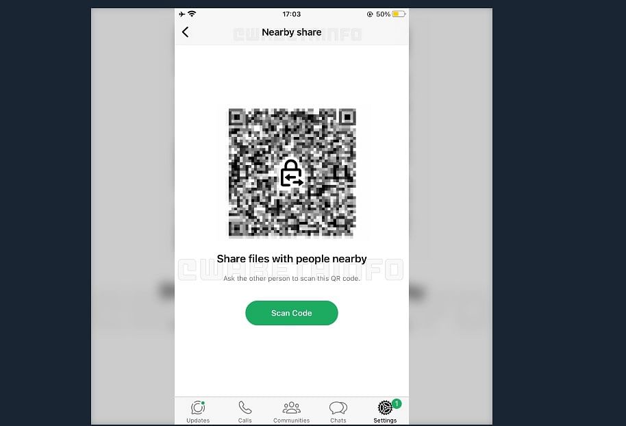 WhatsApp Nearby Share feature.