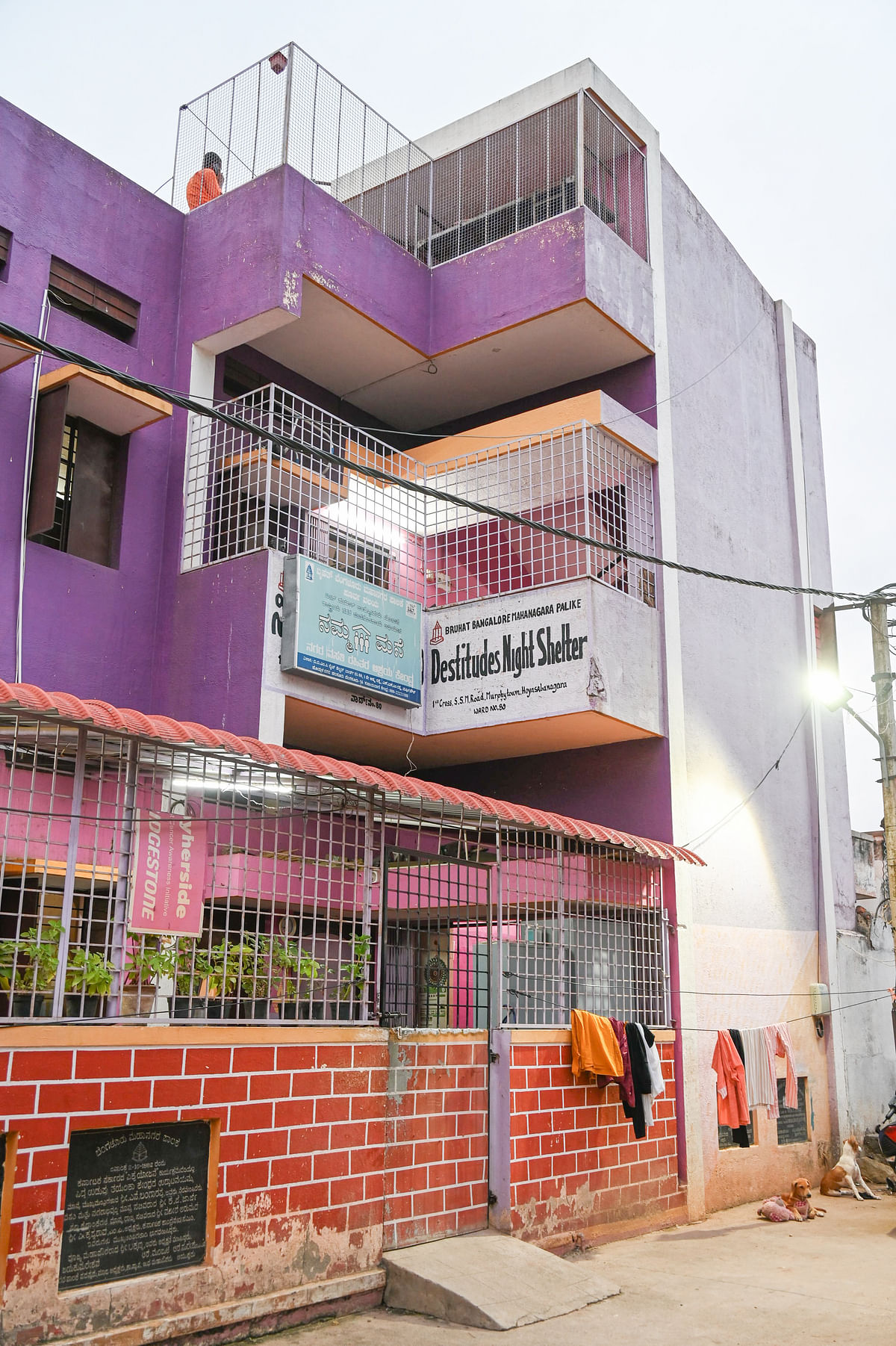 A view of BBMP Namma Mane a destitute night shelter home on SSM Road in Murphy Town near Halasuru.