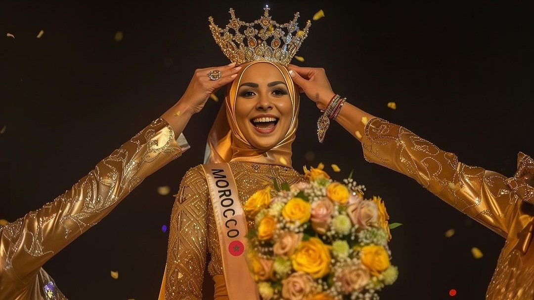 Morocco's Kenza Layli being crowned as World's First Miss AI.