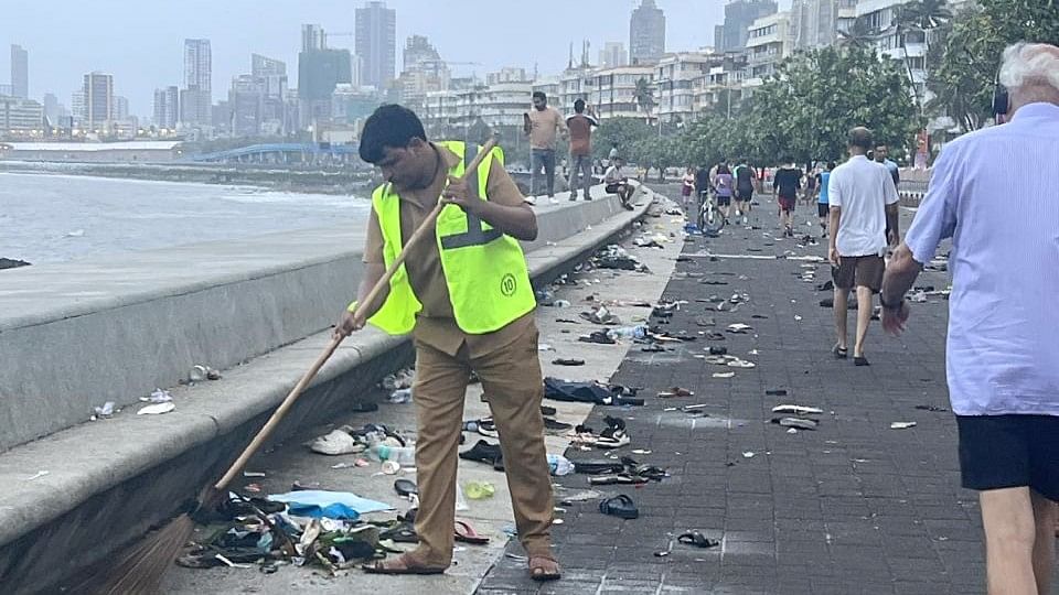 The cleanliness drive went on all through the intervening night of Thursday and Friday following the victory parade, the Brihanmumbai Municipal Corporation (BMC) said.